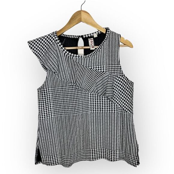 Dolan Anthropologie Callan Houndstooth Textured Ruffle Top - Picture 4 of 6